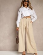 lovery Pantaloni Bej Largi Talie înaltă Croi de costum Cu pliuri Uliadorea
