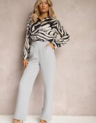 lovery Pantaloni de costum Gri Talie înaltă cu buzunare Denera