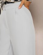 lovery Pantaloni de costum Gri Talie înaltă cu buzunare Denera