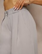 lovery Pantaloni Gri Largi Talie înaltă Croială tip costum cu Pliuri Uliadorea
