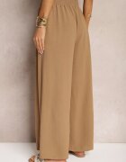 lovery Pantaloni Maro deschis High Waist cu picioare largi și elastic în talie Risabessa