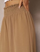 lovery Pantaloni Maro deschis High Waist cu picioare largi și elastic în talie Risabessa