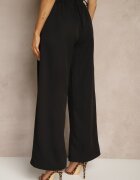 lovery Pantaloni negri largi cu talie înaltă croială de costum cu pliuri Uliadorea