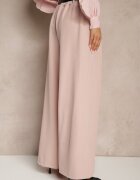 lovery Pantaloni roz Eleganți Largi de costum din viscoză Decorați cu o curea Ravinae