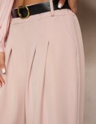 lovery Pantaloni roz Eleganți Largi de costum din viscoză Decorați cu o curea Ravinae