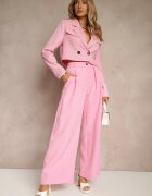 lovery Pantaloni Roz Largi talie înaltă croială de costum cu pliuri Uliadorea