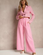 lovery Pantaloni Roz Largi talie înaltă croială de costum cu pliuri Uliadorea