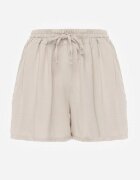 lovery Pantaloni scurți bej cu croială lejeră High Waist cu elastic în talie Vimallora