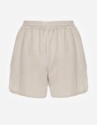 lovery Pantaloni scurți bej cu croială lejeră High Waist cu elastic în talie Vimallora