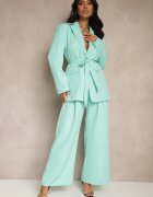 lovery Pantaloni Verde deschis Largi Talie înaltă Croială de costum Cu pliuri Uliadorea