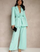 lovery Pantaloni Verde deschis Largi Talie înaltă Croială de costum Cu pliuri Uliadorea