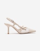 lovery Pantofi Bej cu toc stiletto tip slingback cu plasă Asdexia
