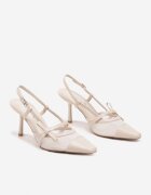 lovery Pantofi Bej cu toc stiletto tip slingback cu plasă Asdexia