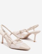 lovery Pantofi Bej cu toc stiletto tip slingback cu plasă Asdexia