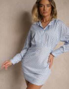 lovery Rochie Ajustată Albastru deschis cu Croi cămașă cu dungi Mevistra