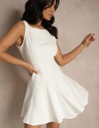 lovery Rochie Albă cu Croială Cloș cu Cusături Lenirae