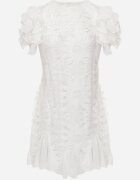 lovery Rochie Albă Mulată Mini cu Dantelă și Volane Offiamea