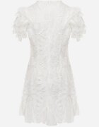 lovery Rochie Albă Mulată Mini cu Dantelă și Volane Offiamea