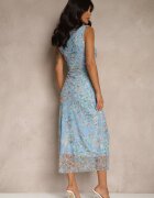 lovery Rochie Albastră cu talie cu model floral Lirandra