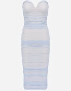 lovery Rochie albastră deschisă încrețită Midi din plasă cu drapaj Pandone