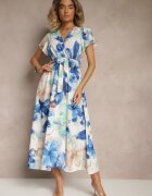 lovery Rochie Albastră Petrecută cu cordon cu imprimeu floral Redellira
