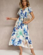 lovery Rochie Albastră Petrecută cu cordon cu imprimeu floral Redellira