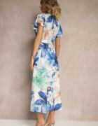 lovery Rochie Albastră Petrecută cu cordon cu imprimeu floral Redellira