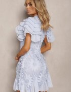 lovery Rochie Albastru deschis Mulată Mini cu Dantelă și Volănașe Offiamea