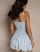 lovery Rochie Albastru Deschis tip Balon cu Căptușeală tip Pantaloni Scurți Decorată cu Zirconii Donellia