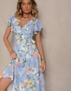 lovery Rochie Albastru deschis tip plic cu flori Atesalia