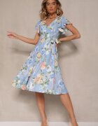 lovery Rochie Albastru deschis tip plic cu flori Atesalia