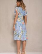 lovery Rochie Albastru deschis tip plic cu flori Atesalia