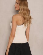 lovery Rochie Bej balon cu croială pe un umăr cu paspoal decorativ Amovia