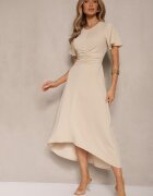 lovery Rochie bej cu croi evazat cu drapaj Odarene