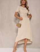 lovery Rochie bej cu croi evazat cu drapaj Odarene