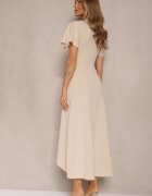 lovery Rochie bej cu croi evazat cu drapaj Odarene