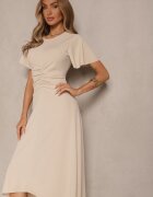 lovery Rochie bej cu croi evazat cu drapaj Odarene