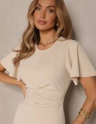 lovery Rochie bej cu croi evazat cu drapaj Odarene