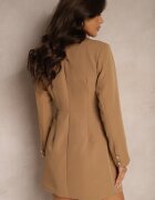 lovery Rochie Bej închis cu croi de sacou cambrat Decorată cu mini trenă Besilaine