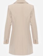 lovery Rochie bej închis stil blazer cu umeri structurați decorată cu flori 3D Nelorien