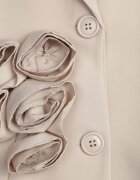 lovery Rochie bej închis stil blazer cu umeri structurați decorată cu flori 3D Nelorien