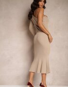 lovery Rochie Bej închisă Asimetrică de cocktail cu flori Issalea