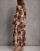 lovery Rochie bej închisă cu croială dreaptă cu imprimeu floral decorată cu curea Acęxia