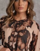 lovery Rochie bej închisă cu croială dreaptă cu imprimeu floral decorată cu curea Acęxia