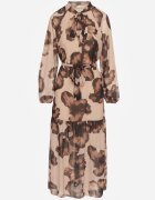 lovery Rochie bej închisă cu croială dreaptă cu imprimeu floral decorată cu curea Acęxia