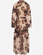 lovery Rochie bej închisă cu croială dreaptă cu imprimeu floral decorată cu curea Acęxia