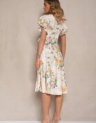 lovery Rochie bej petrecută cu flori Atesalia