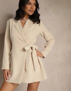 lovery Rochie Bej Petrecută Decorată cu Imitație de Buzunare Davirnas