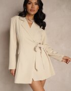 lovery Rochie Bej Petrecută Decorată cu Imitație de Buzunare Davirnas
