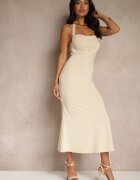lovery Rochie Bejă de cocktail cambrată din viscoză Folarose